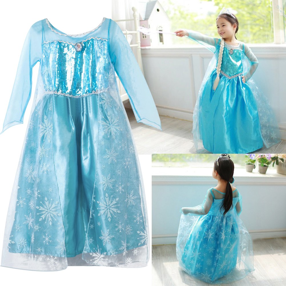 Robe Déguisement Costume La Reine des Neiges Frozen Elsa Anna Enfant