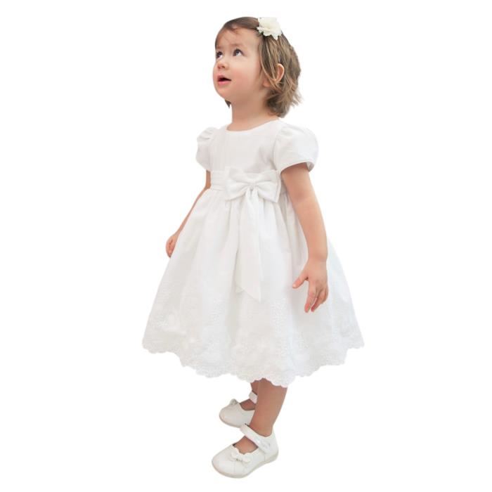 Robe de baptême blanche coton LUBA Blanc Achat / Vente robe de
