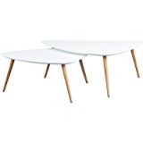 de 2 tables basses blanc 100 x 43 x 70 cm/90 x 36 x 60 cm (blanc mat
