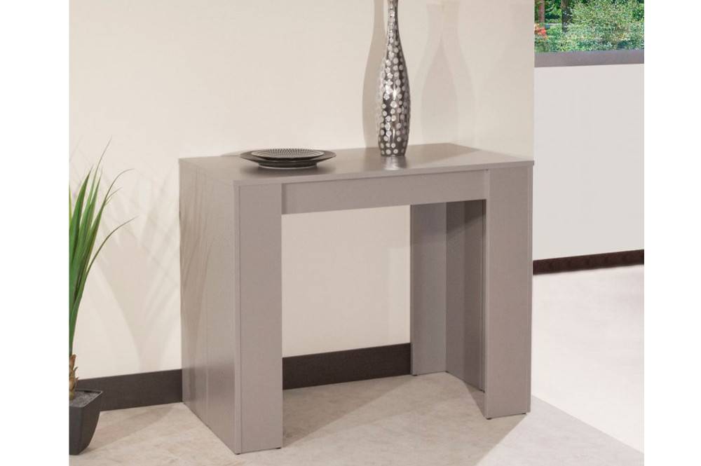 Console ELASTO taupe mat, extensible en table repas 10