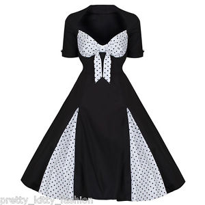 BLANCHES NOIRES POIS STYLE VINTAGE PIN UP SWING BAL DE PROMO
