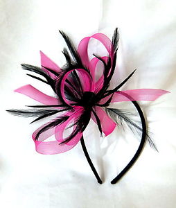 Rose Et Noir Chapeau Bibi Sur Un Peigne Bandeau Pour Les Cheveux Ou