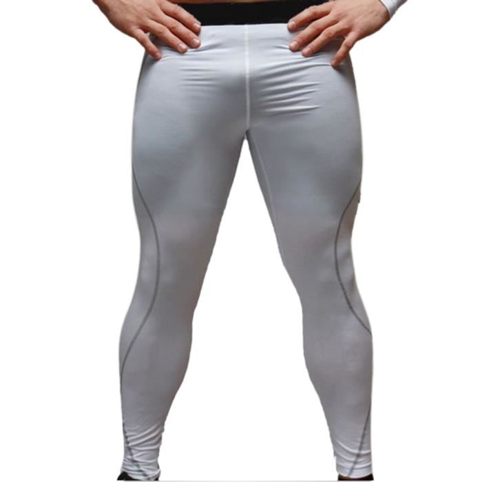 Homme Collants de Sport Leggings Blanc Blanc Achat / Vente leggings