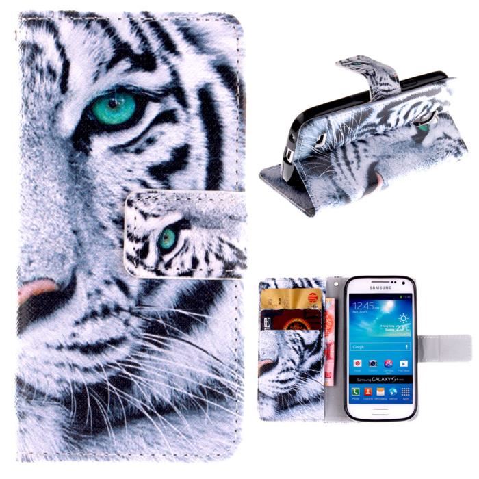 Pour Samsung Galaxy S4 Mini Coque Étui à rabat Mode animaux tigre PU