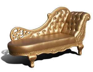 Design CUIR VERITABLE Chaise longue Chesterfield Salon Canape Baroque