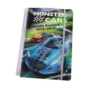 Agenda Scolaire Monster Cars 3D Annee 2015 2016 Bleu