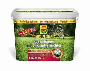 COMPO Floranid Engrais De Gazon avec Désherbant 7,5 kg Mauvaise herbe