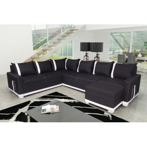 Sofa Story Canapé d’angle convertible Light Panoramique Noir / Blanc