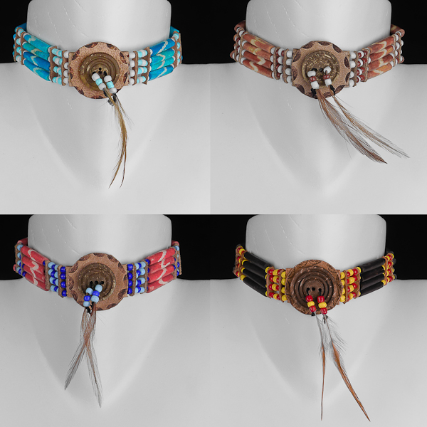 Collier style Ethnique Amerindien ras du cou disponible en 4 coloris