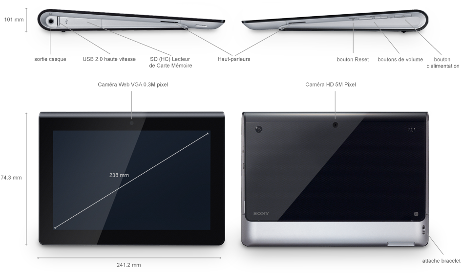 Sony Tablet S SGPT111FR/S.FR5 Tablette 9,4″ (23,8 cm) Nvidia Tegra 2