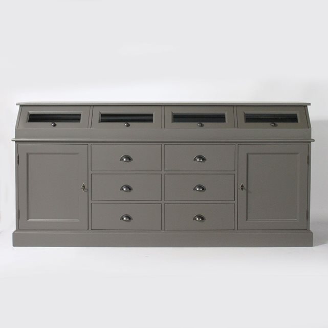 image Meuble buffet bas 4 trappes en pin massif | N25B Gris fonce MADE