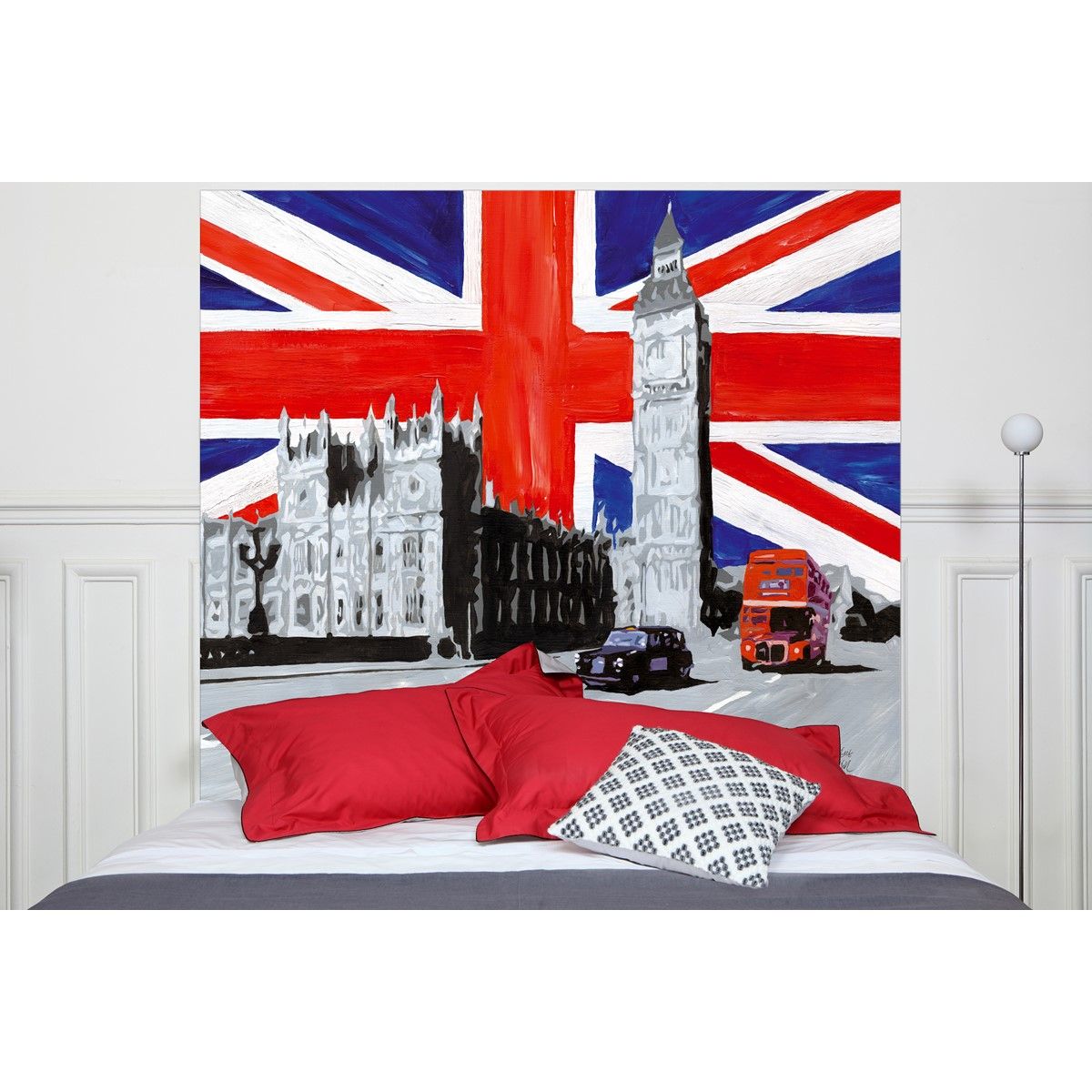 image Tête de lit en tissu London à fixer au mur sans support en