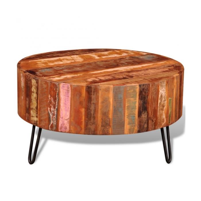 Table basse ronde en bois solide recyclé Achat / Vente table