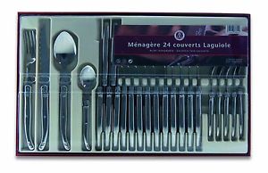Ménagère Laguiole Tout Inox 24 PCS Couvert SET DE Table Couteaux DE