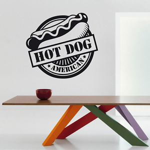 Autocollant Mural Vinyle American HOT DOG Symbole Autocollants Muraux