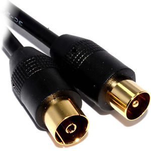 Cable Antenne Tv Rf Coaxial 1m Prise Cable Or Noir 006555