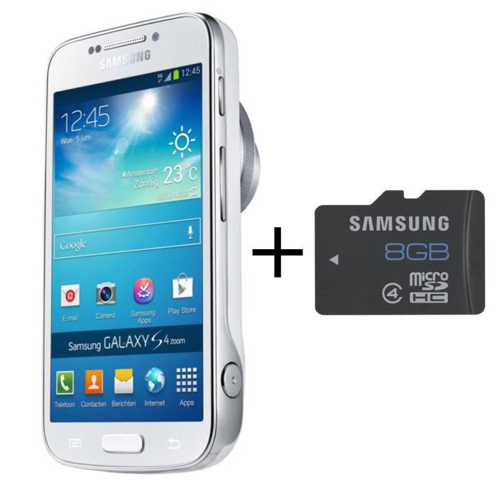 PACK APPAREIL COMPACT SAMSUNG Galaxy S4 Zoom Blanc + Micro SD 8 Go