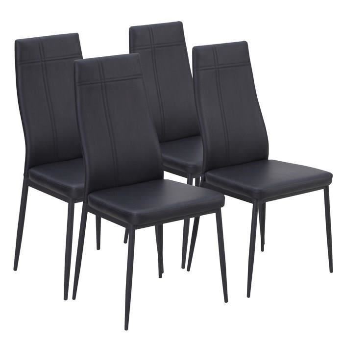 MAT Lot de 4 chaises de salle à manger noires Achat / Vente chaise