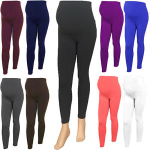 Ladies Maternity Over Bump Leggings Pants Stretchy Full Ankle Length