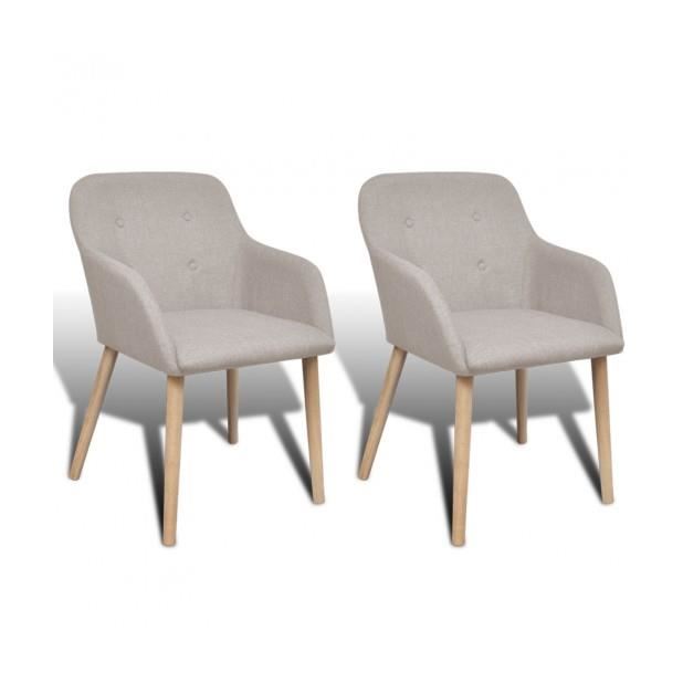 Set de 2 chaises gondole avec accoudoir intérieur en tissu gris clair
