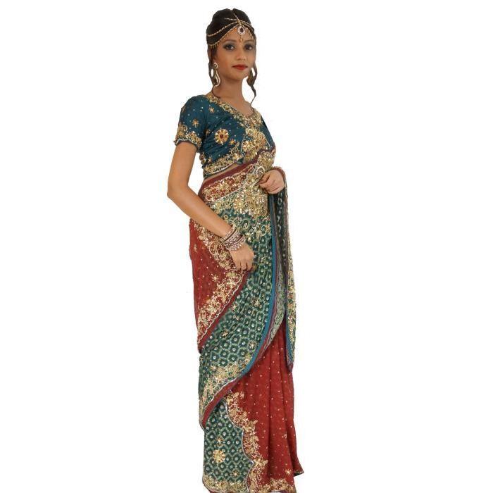 Robe Mariée Bollywood T36/42 Sari Indien Bordeaux Achat / Vente