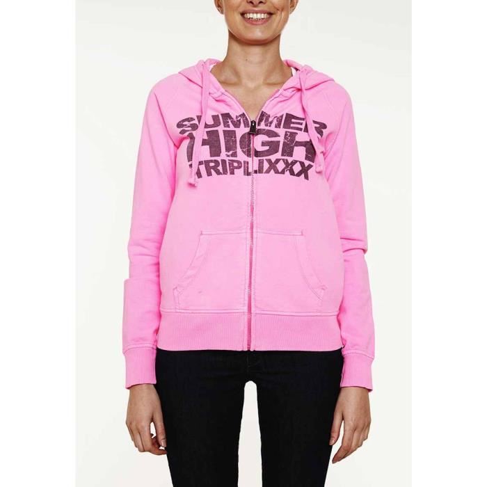 femme Rose Achat / Vente sweatshirt TRIPLIX Sweat zippé Femme
