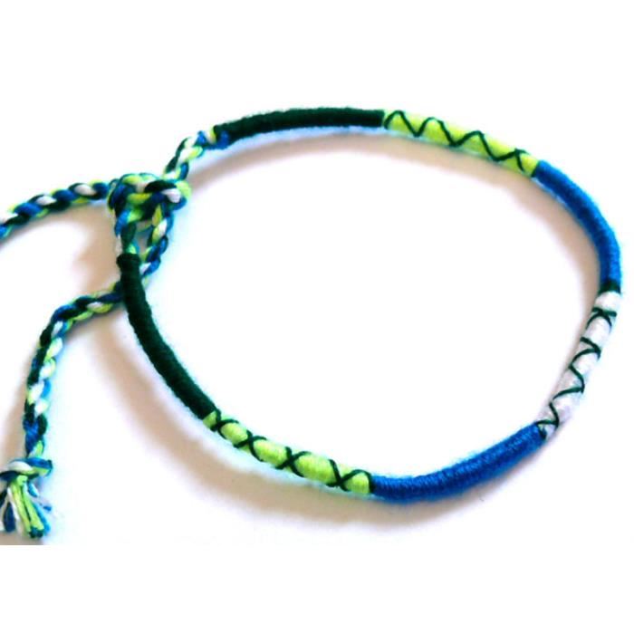 bracelet bresilien de l amitie coton vert bleu