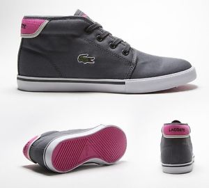 Womens Lacoste Ampthill MID Dark Grey Pink Trainers RRP £54 99
