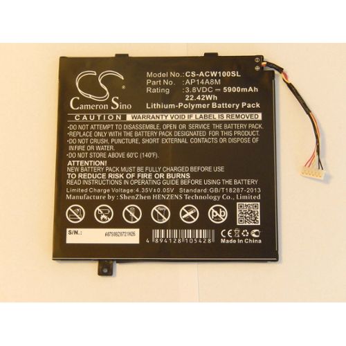 Vhbw Batteria Compatibile Per Acer Iconia Tab 10 A3-A20: 5900mAh, 3.8V, Li-Polimeri, Sostituzione Di Qualità