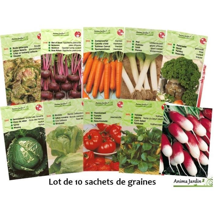 Lot de graines Potagères, 10 variétés de légumes (x2), pas cher