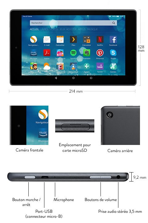 Toute nouvelle tablette Fire HD 8, écran 8 » (20,3 cm), Wi Fi, 16 Go