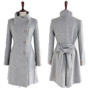 Manteau femme manches longues en laine gris (40, GRIS)