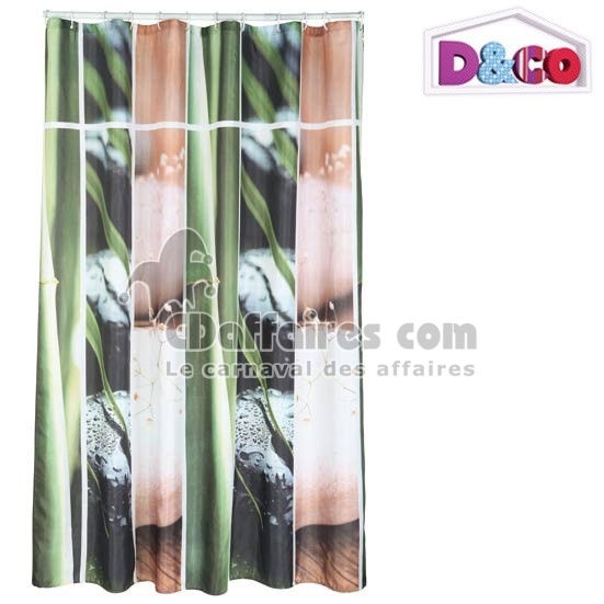 Rideau DE Douche Textile 100 Polyester 180×200 CM Bamboo Vert