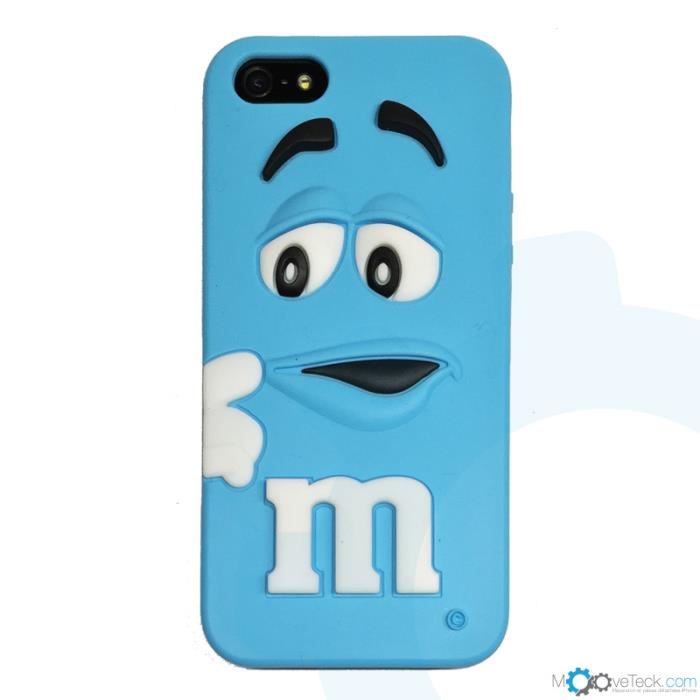 Coque silicone M&M?s 3D bleu pour iPhone 5 et 5S Achat / Vente