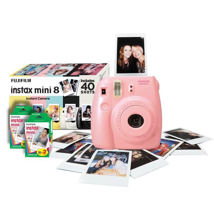 Fujifilm Instax Mini 8 Instant Camera Bundle with 40 Shots Pink