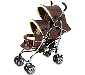 Babyzou Poussette double Bee for 2 Chocolat/Anis