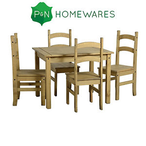 en bois de pin table de salle a manger et 4 chaises de cuisine