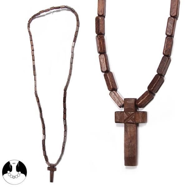 bois pour homme marron avec croix Achat / Vente sautoir et collier