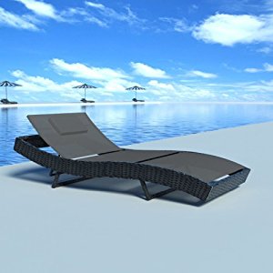 Chaise longue transat lit de terrasse en rotin jardin bain soleil