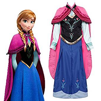 Costume deguisement reine des neiges princesse combinaison ANNA violet