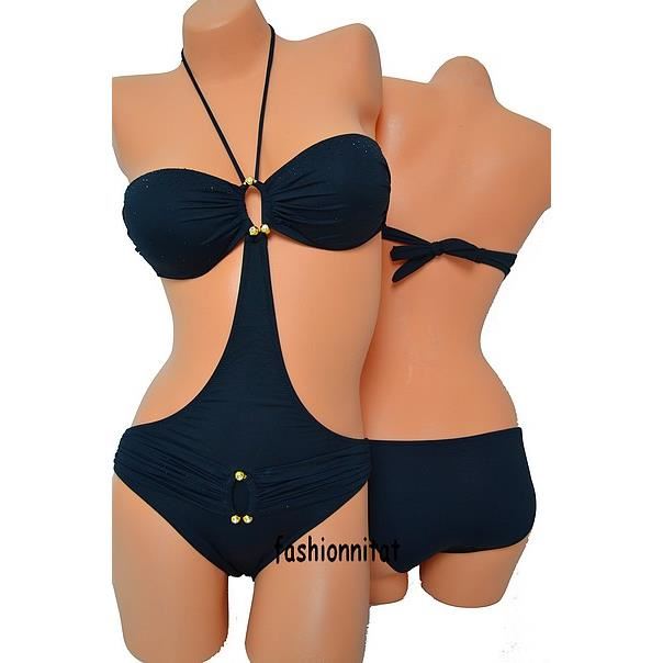maillot de bain string trikini monokini noir NOIR Achat / Vente