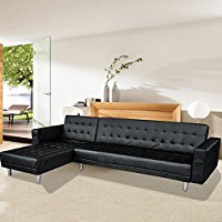 Canapé d’angle convertible en imitation cuir fauteuil sofa banquette