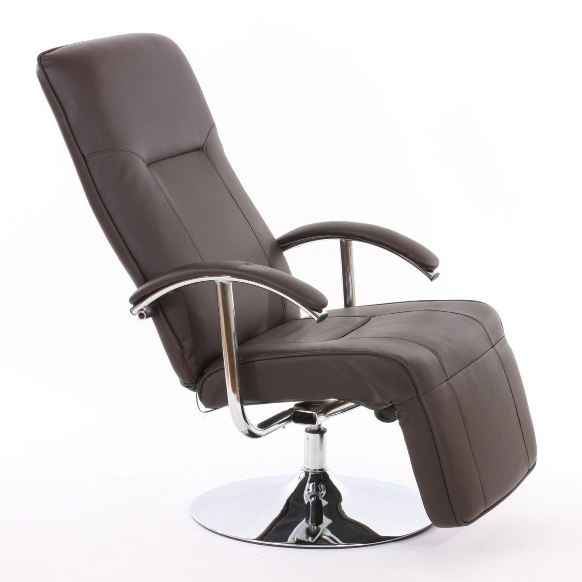 Fauteuil relax chaise longue Apia II rotatif simili cuir metal chrome