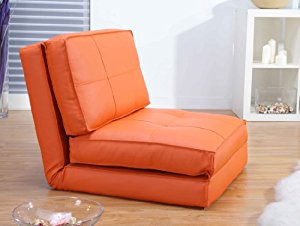 fauteuil chauffeuse convertible en lit d’appoint orange
