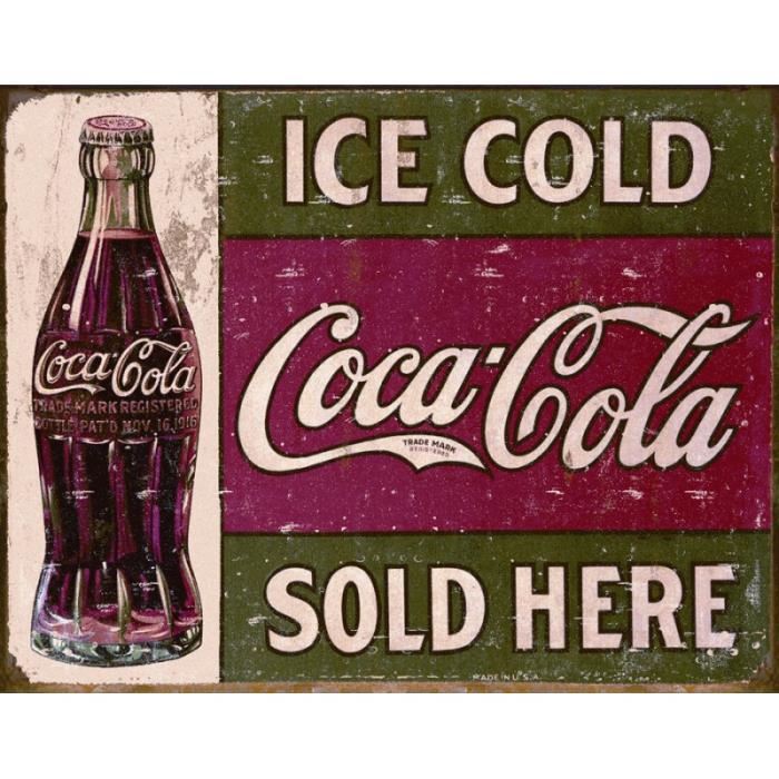Plaque publicitaire métal ‘Coca Cola ice cold’ Très belle plaque