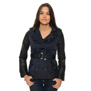 Trench Court Femme Jayloucy Manches PU Marine Trench Femme JAYLOUCY