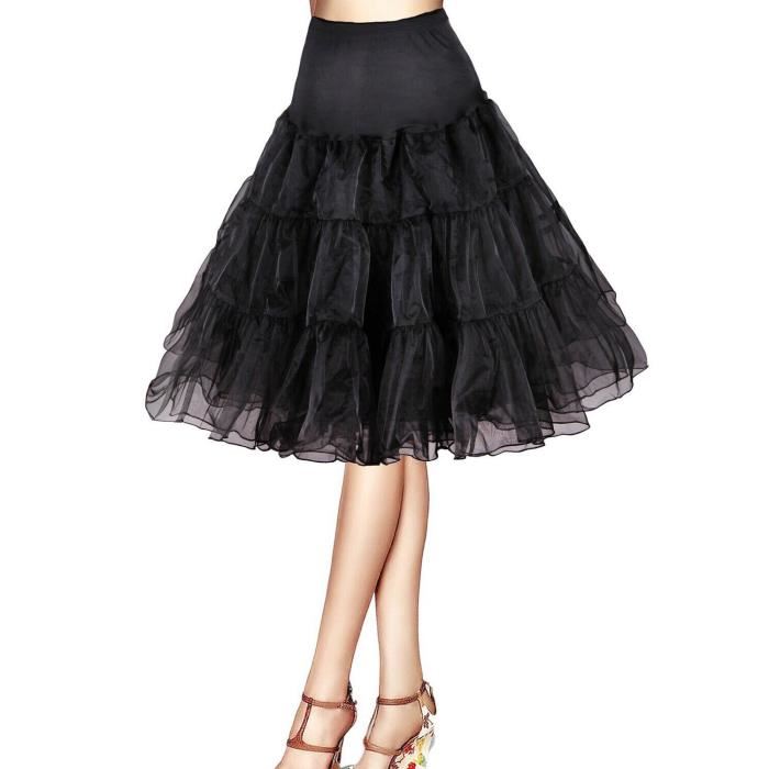 NOIR XL XXL (44 50) Jupon années 50 vintage en tulle Petticoat