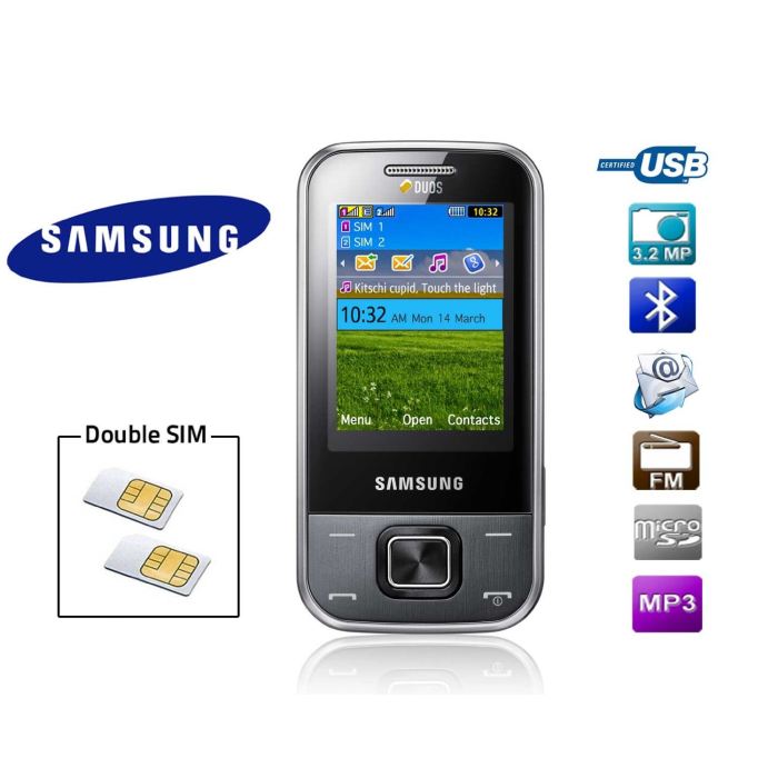 SAMSUNG C3752 DuoS Double carte SIM Black Telephone avec gestion
