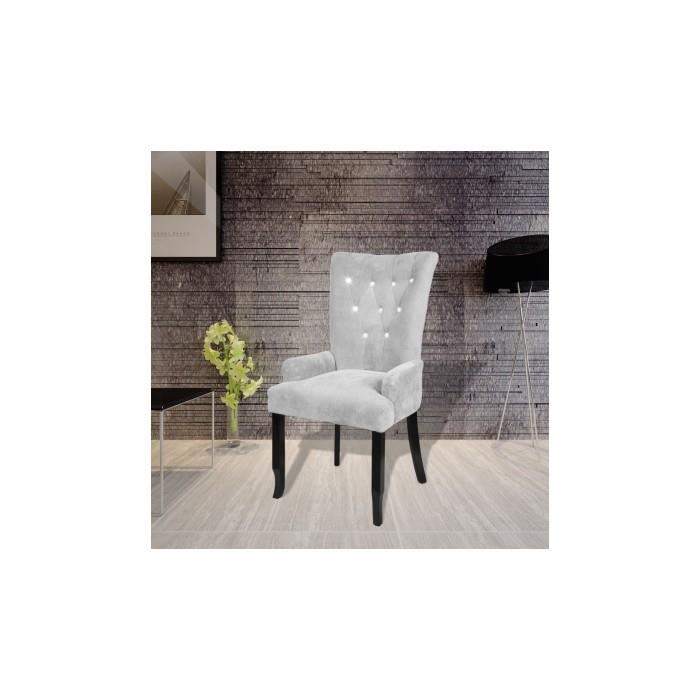 Chaise capitonnée argent 54 x 56 x 106 cm Achat / Vente chaise Gris