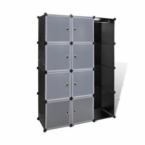 Cabinet modulable noir et blanc avec 9 compartiments 37 x 115 x 150cm